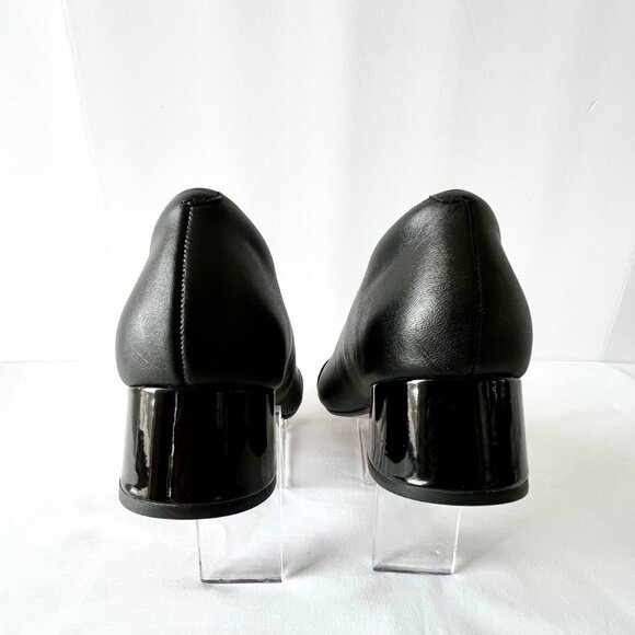 Clarks Collection 'Marilyn Sara' Black Leather Block Heels, Cap Toe, Size 9 EC! - Picture 12 of 13